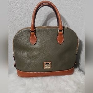 Dooney & Bourke Green and Brown Leather Satchel